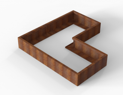 Plantenbak Module+ Corten 180x180x28 cm (90cm diep)