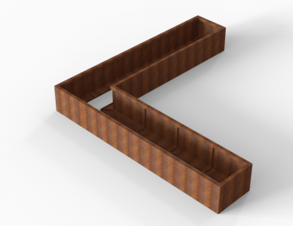 Plantenbak Module+ Corten 300x300x42 cm (60cm diep)
