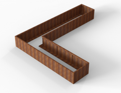Bloembak Module+ L-vorm 90x450x360x56 cm