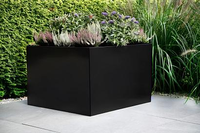 Plantenbak Vlak Grafietzwart 90x90x80 cm