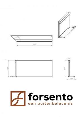 Inwendig hoekpaneel-L (C) 90x42 cm
