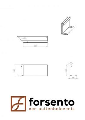 Inwendig hoekpaneel-L (C) 60x28 cm