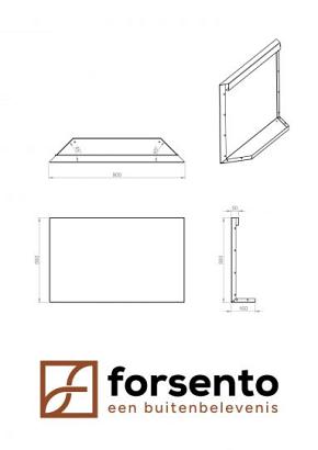 Kopschot paneel (D) 90x56 cm