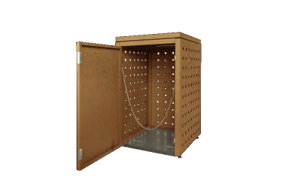 Kliko-ombouw met vaste deksel Cortenstaal 240 liter