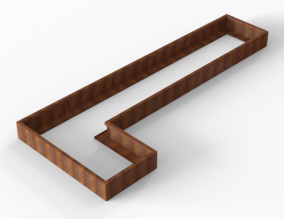 Plantenbak Module+ Corten 450x180x28 cm (90cm diep)