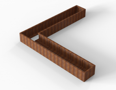Plantenbak Module+ Corten 360x360x42 cm (60cm diep)